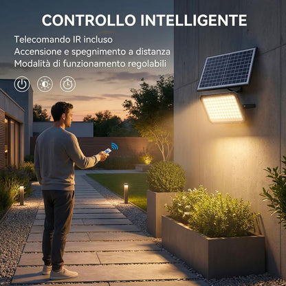 Faro Slim Solare a LED con Telecomando
